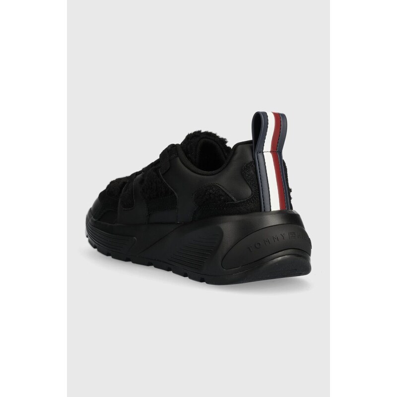 Sneakers boty Tommy Hilfiger TH FUR FASHION RUNNER černá barva, FW0FW07307