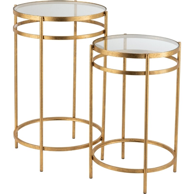 Set dvou zlatých odkládacích stolků J-line Magus 42,5/37,5 cm