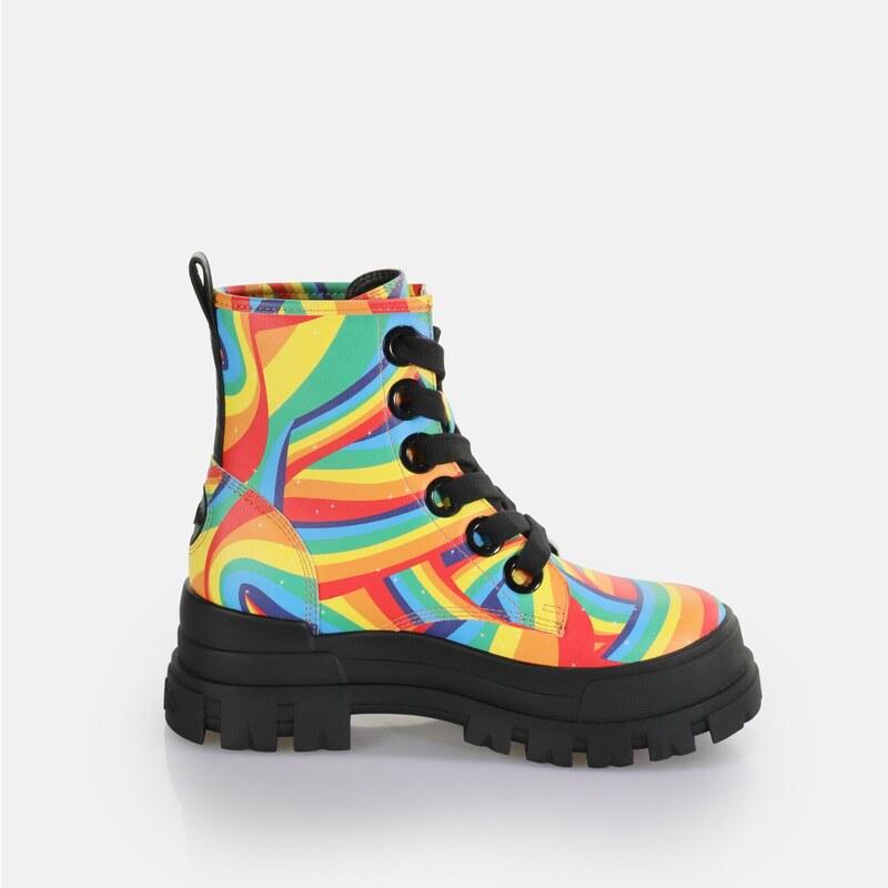 BUFFALO Aspha Lace Up Hi - Vegan Nappa - Black Rainbow BLACK