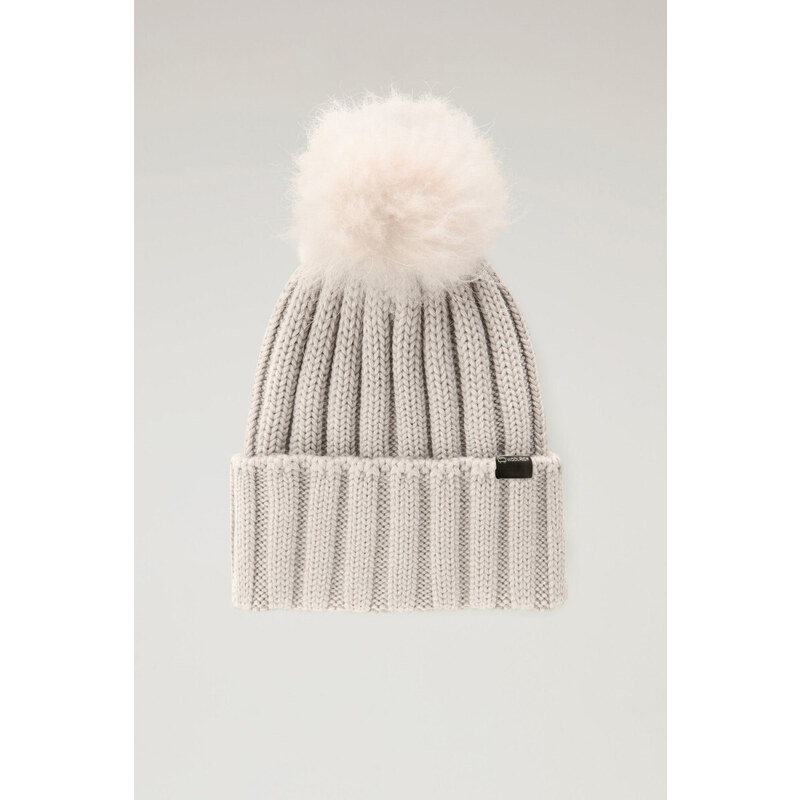 ČEPICE WOOLRICH BEANIE CASHMERE POM-POM