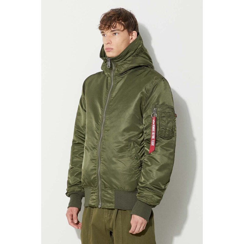 Bunda Alpha Industries MA-1 Hooded pánská, zelená barva, zimní, 158104.257