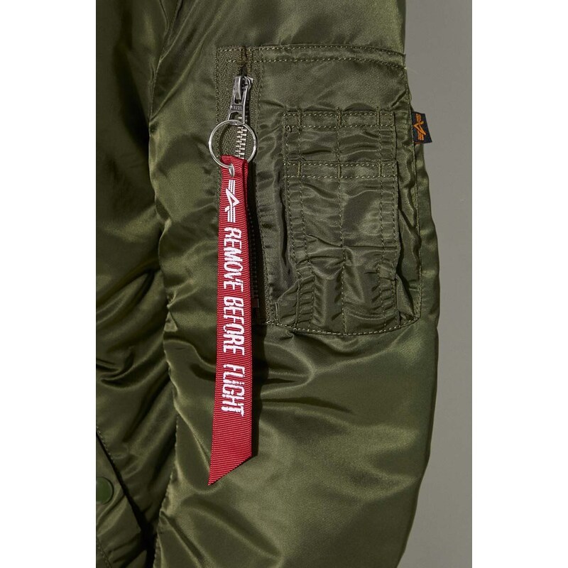 Bunda Alpha Industries MA-1 Hooded pánská, zelená barva, zimní, 158104.257