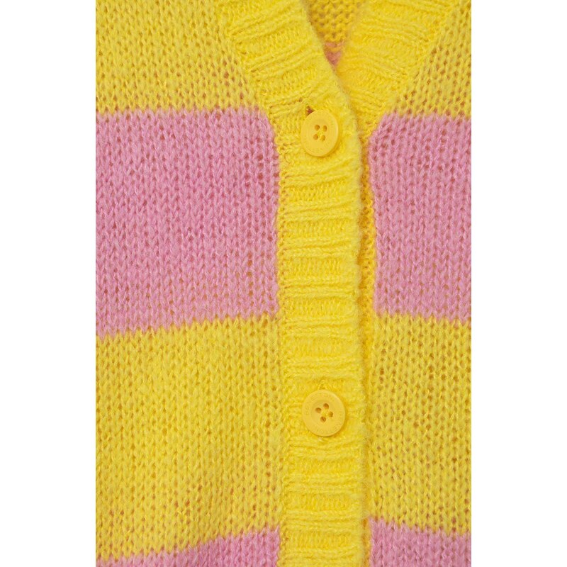 Dětský svetr s příměsí vlny United Colors of Benetton žlutá barva