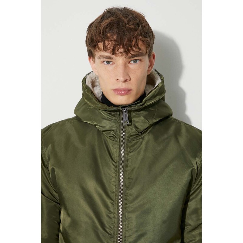 Bunda Alpha Industries MA-1 Hooded pánská, zelená barva, zimní, 158104.257