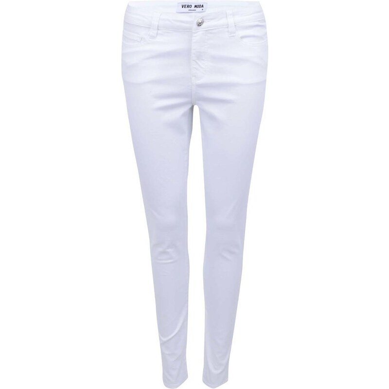 Bílé slim kalhoty Vero Moda Super Hot