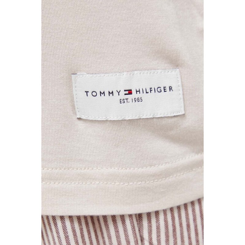 Tričko s dlouhým rukávem Tommy Hilfiger béžová barva