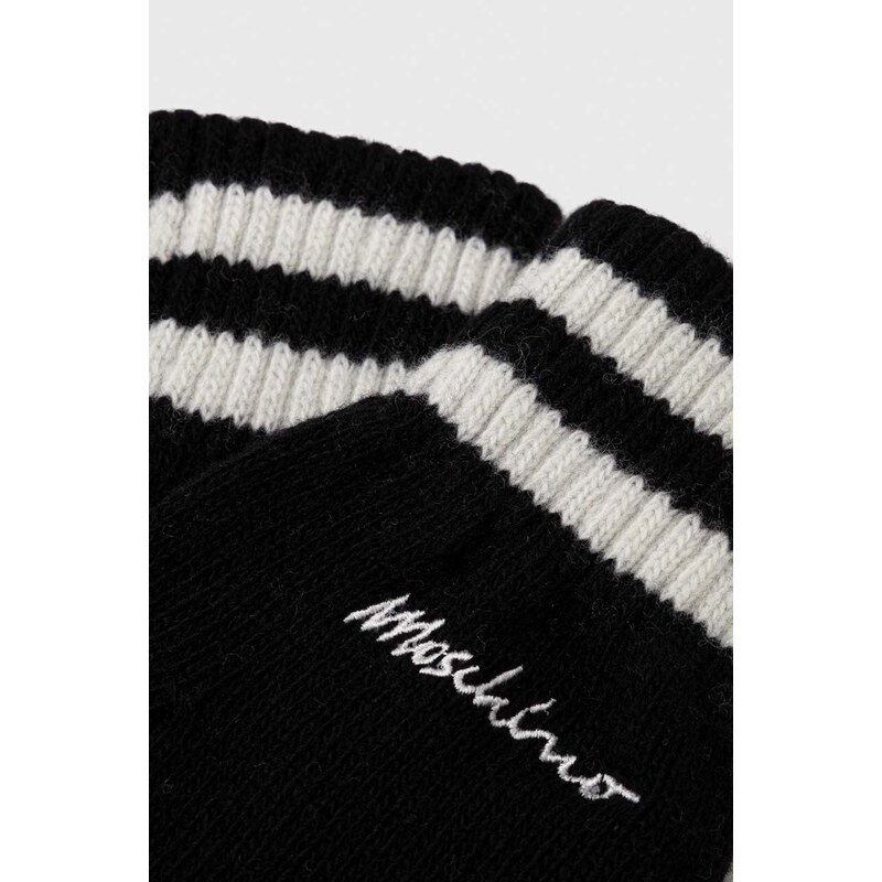 Vlněné rukavice Moschino černá barva