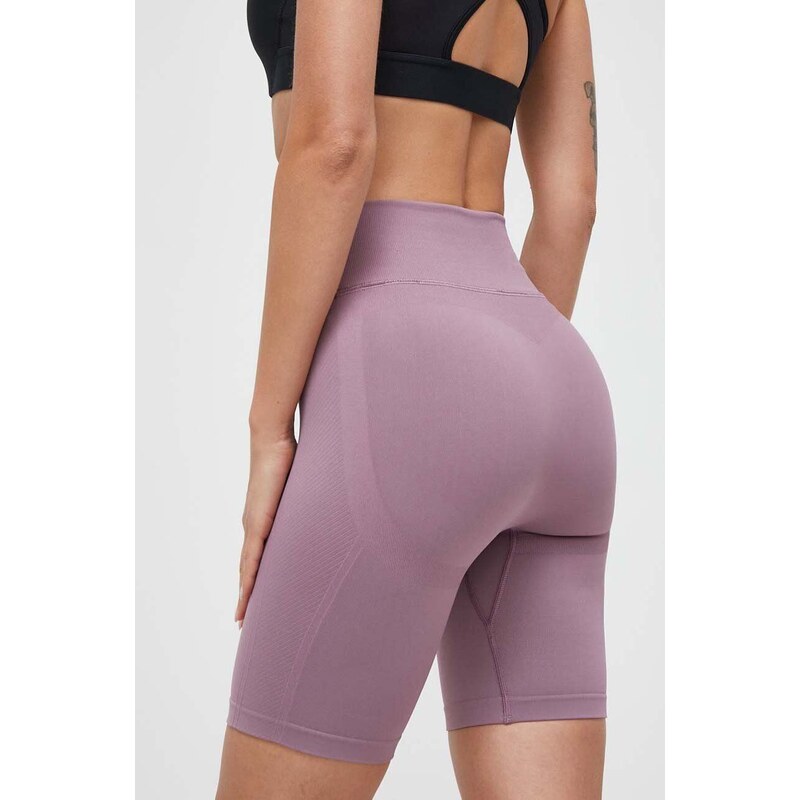 Tréninkové šortky Under Armour fialová barva, hladké, high waist, 1379151