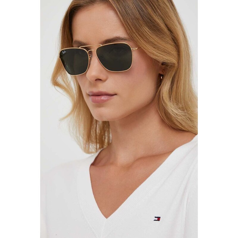 Sluneční brýle Ray-Ban CARAVAN REVERSE zlatá barva, 0RBR0102S