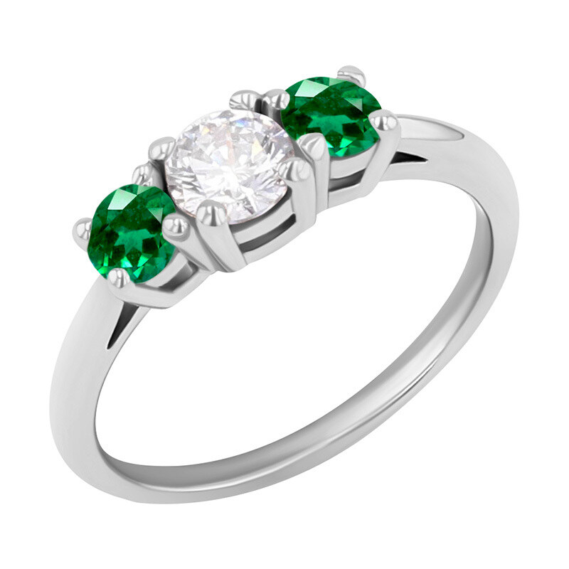 Eppi Zásnubní prsten s diamantem a smaragdy Rita