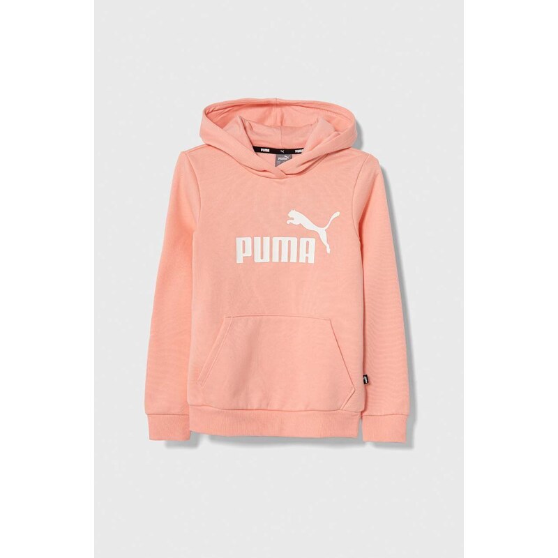 Dětská mikina Puma ESS Logo Hoodie FL G růžová barva, s kapucí, s potiskem