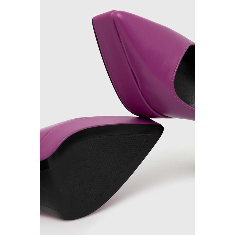 Kožené lodičky Karl Lagerfeld SOIREE PLATFORM fialová barva, na podpatku, KL31710