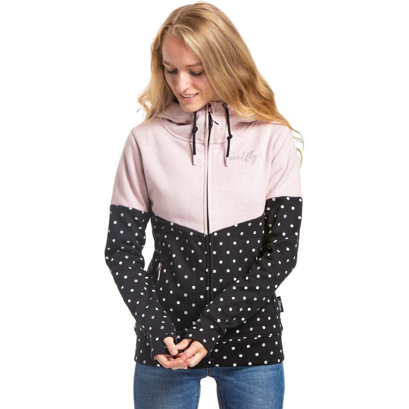 Meatfly dámská technická mikina Omni Powder Pink/Black Dots | Růžová