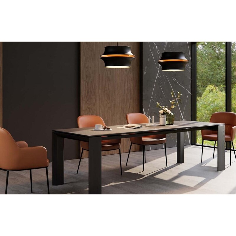Černý keramický rozkládací jídelní stůl Miotto Olevano 180/265 x 90 cm