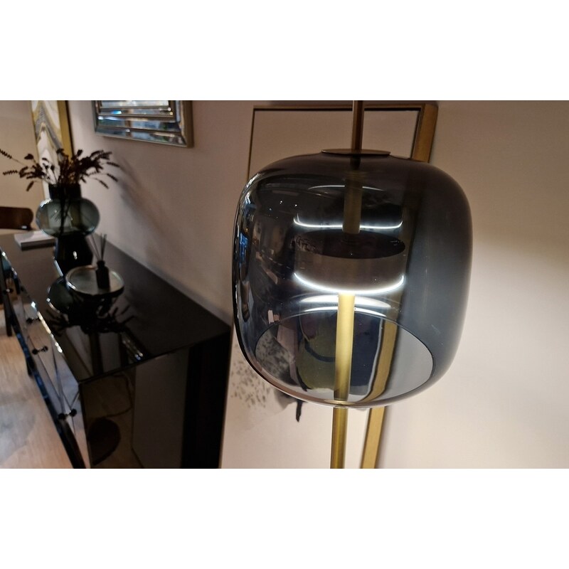 Černo-zlatá skleněná stojací LED lampa Miotto Ardolia 152 cm