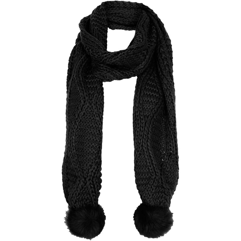 Topshop Fur Pom Cable Scarf