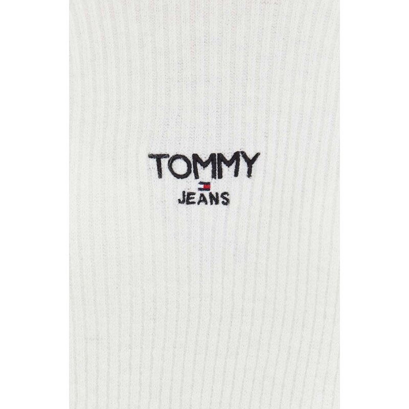 Svetr Tommy Jeans dámský, béžová barva, s pologolfem