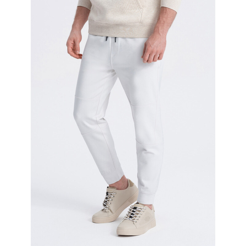 Ombre Clothing Pánské tepláky joggers - bílé V4 OM-PASK-0142