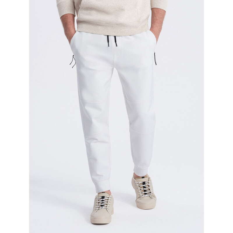 Ombre Clothing Pánské tepláky joggers - bílé V4 OM-PASK-0142