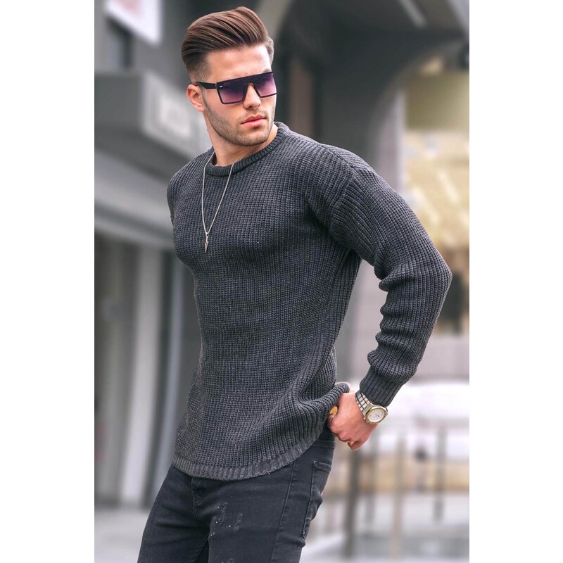 Madmext Anthracite Basic Knitwear Men's Sweater 5990
