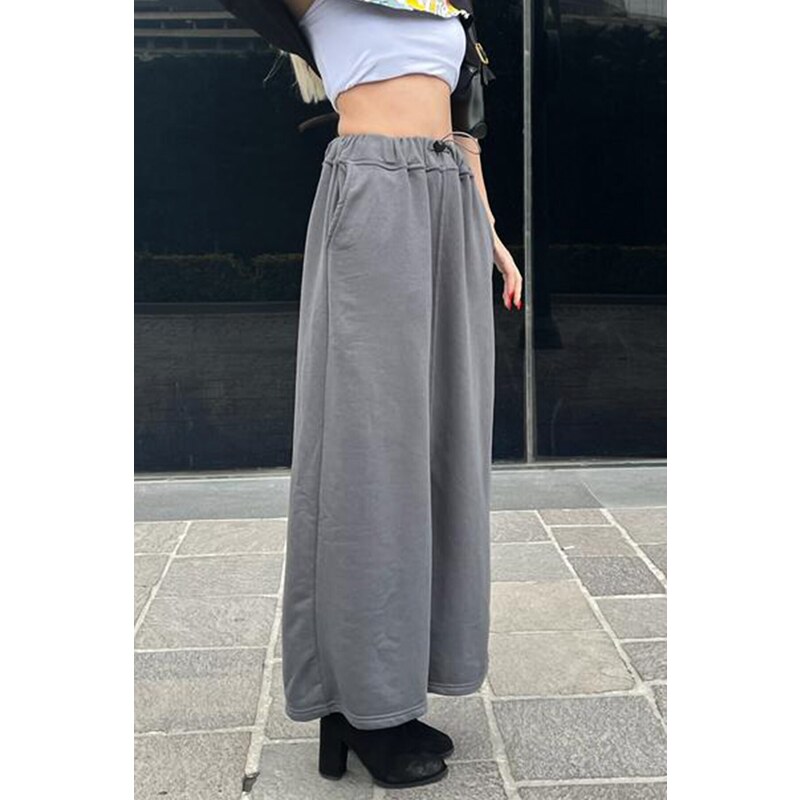 Madmext Smoked Women's Midi Skirt with a Slit Detail in the Front