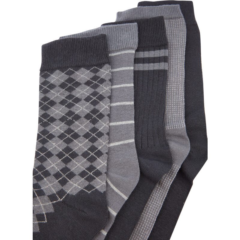 Trendyol Multicolored Cotton 5-Pack Striped-Plaid-Soft Color Crew Socks