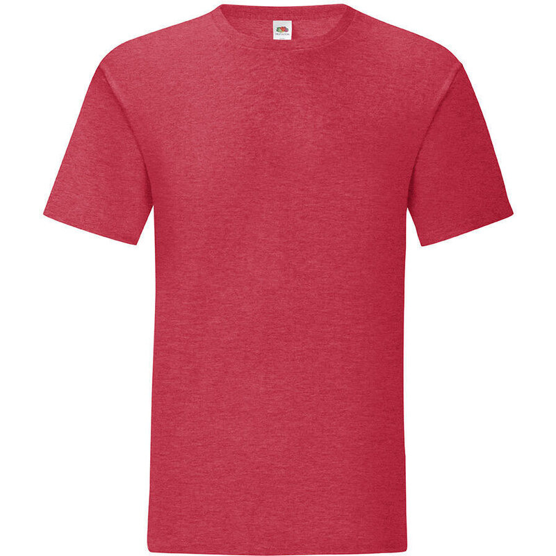 Red men's t-shirt in combed cotton Iconic with Fruit of the Loom sleeve