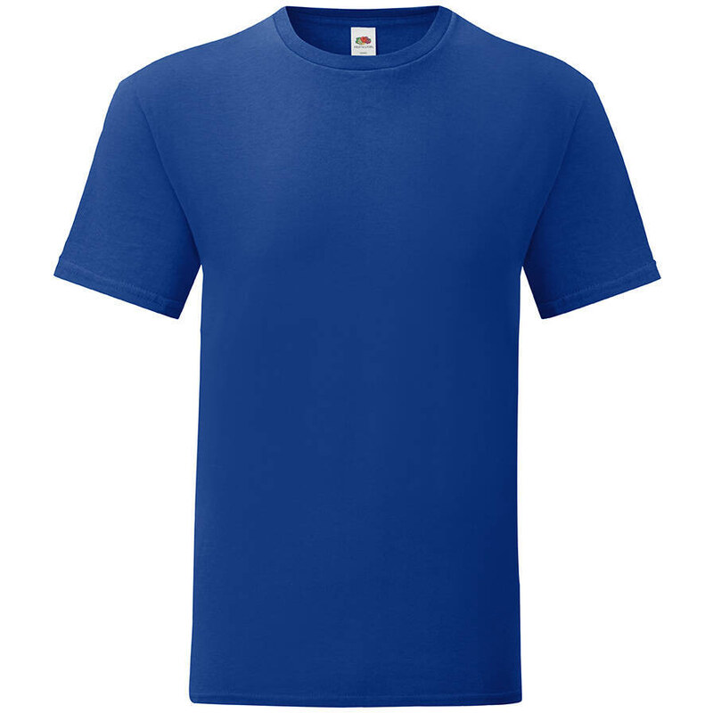 Blue Iconic Combed Cotton T-shirt with Fruit of the Loom Sleeve