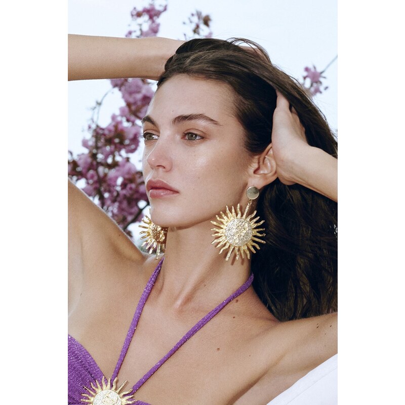 Trendyol X Zeynep Tosun Gold Sun Figure Earring