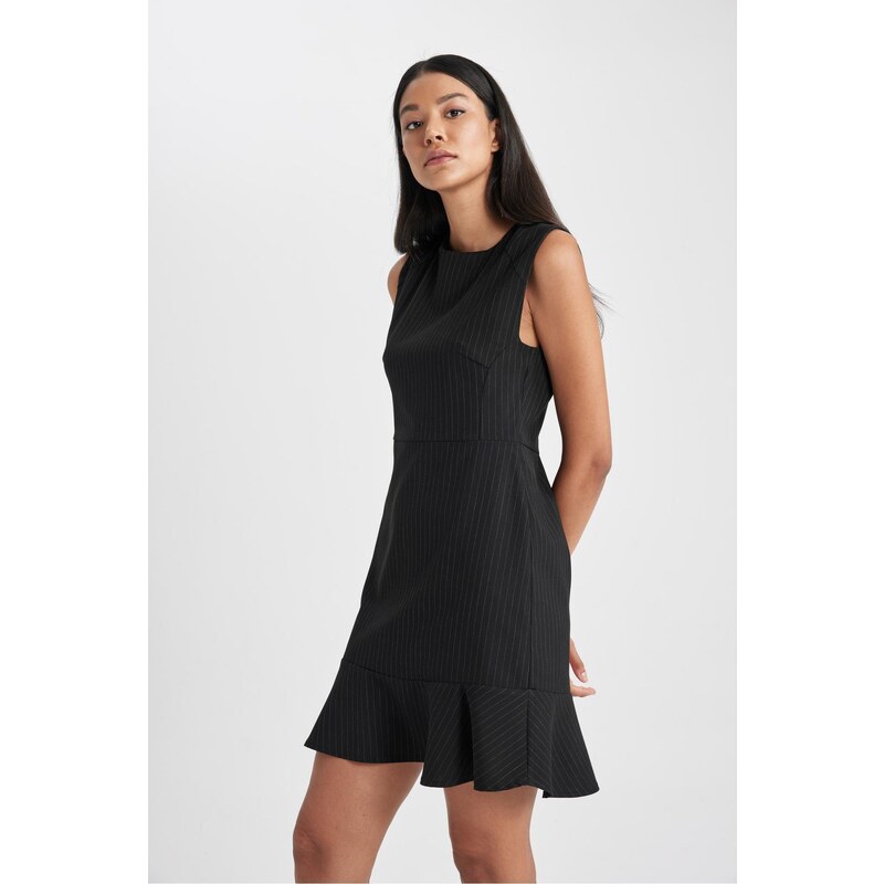 DEFACTO A Line Round Collar Sleeveless Mini Short Sleeve Woven Dress