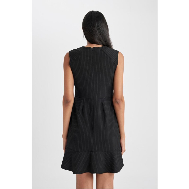 DEFACTO A Line Round Collar Sleeveless Mini Short Sleeve Woven Dress