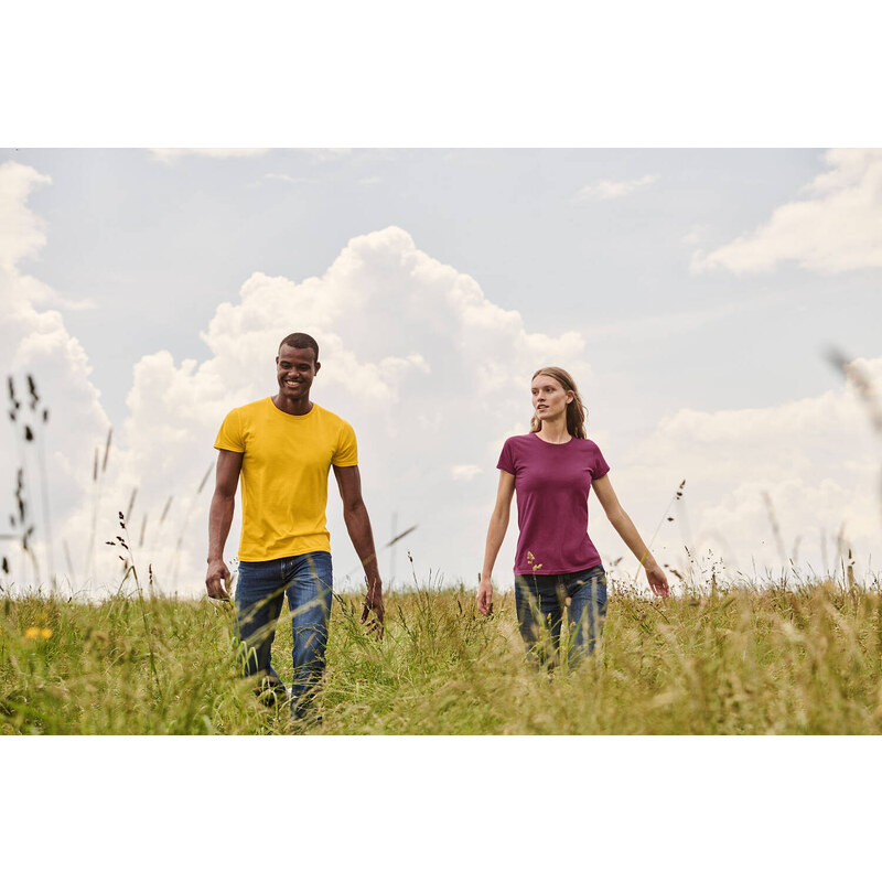 Yellow Iconic Combed Cotton T-shirt Fruit of the Loom