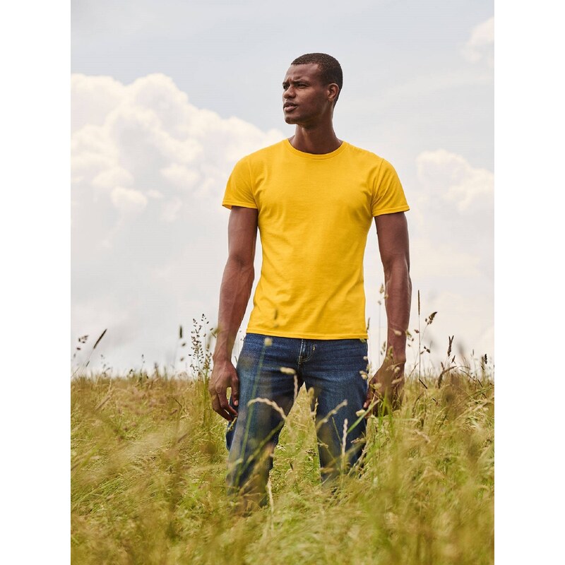 Yellow Iconic Combed Cotton T-shirt Fruit of the Loom