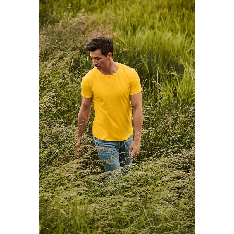 Yellow Iconic Combed Cotton T-shirt Fruit of the Loom