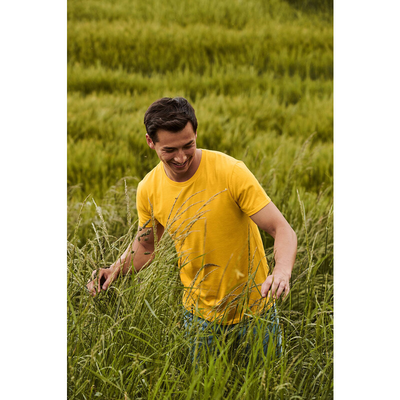 Yellow Iconic Combed Cotton T-shirt Fruit of the Loom