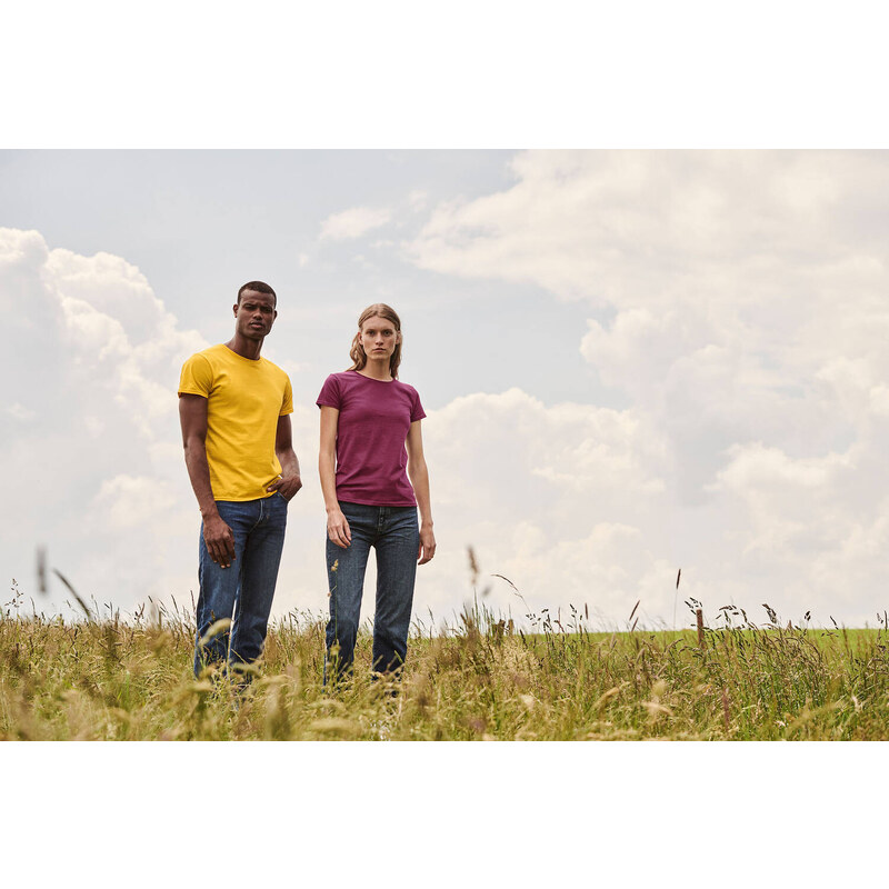 Yellow Iconic Combed Cotton T-shirt Fruit of the Loom