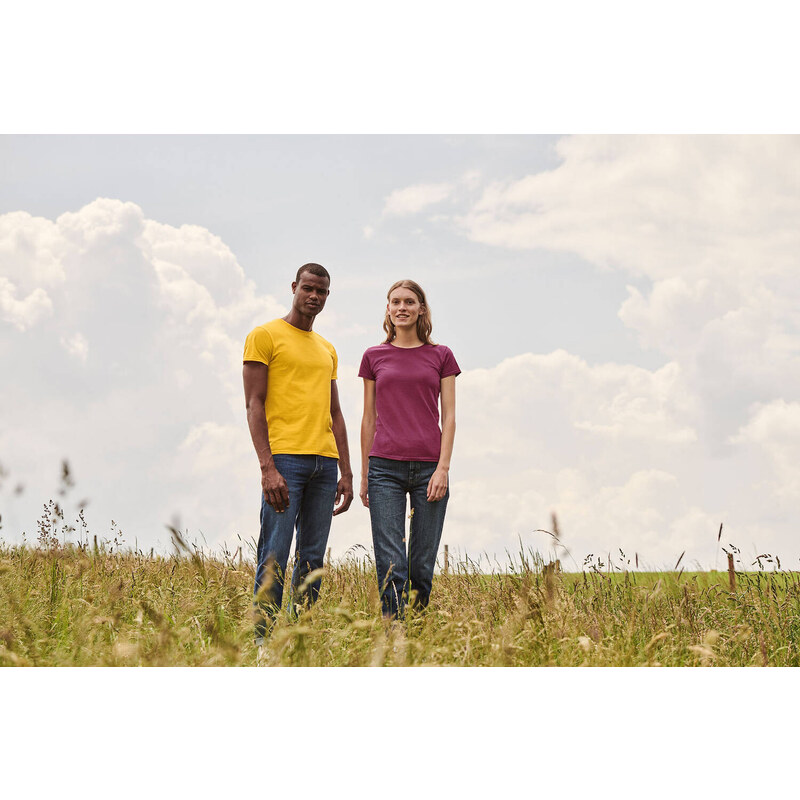 Yellow Iconic Combed Cotton T-shirt Fruit of the Loom