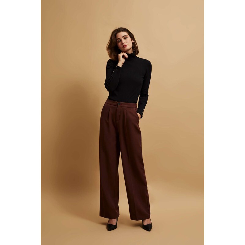Marisse Brown Creased Trousers 107067367