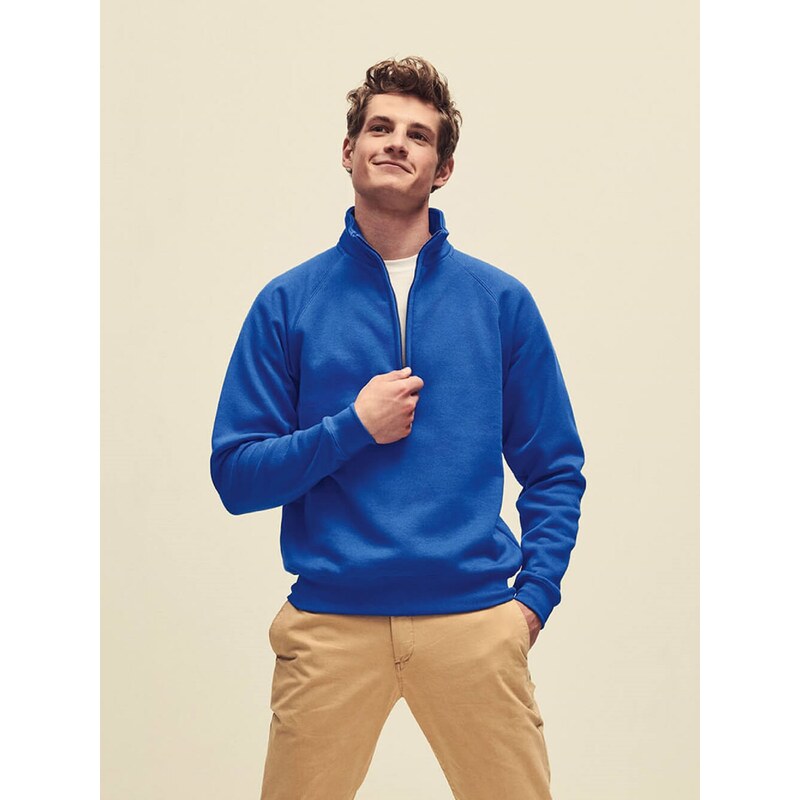 Blue Mens Sweatshirt Zip Neck Sweat Fruit of the Loom