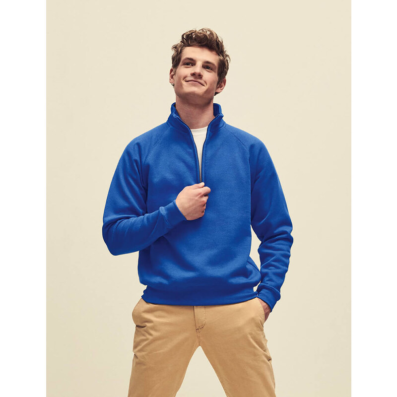 Blue Men's Sweatshirt Zip Neck Sweat Fruit of the Loom