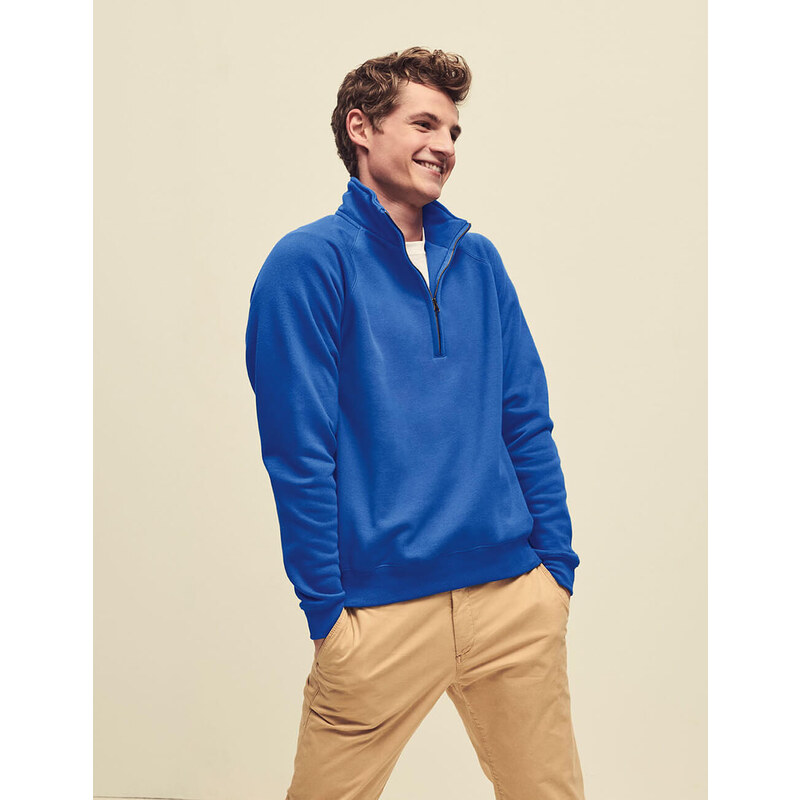 Blue Men's Sweatshirt Zip Neck Sweat Fruit of the Loom