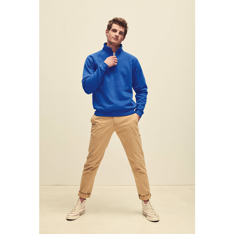 Blue Men's Sweatshirt Zip Neck Sweat Fruit of the Loom