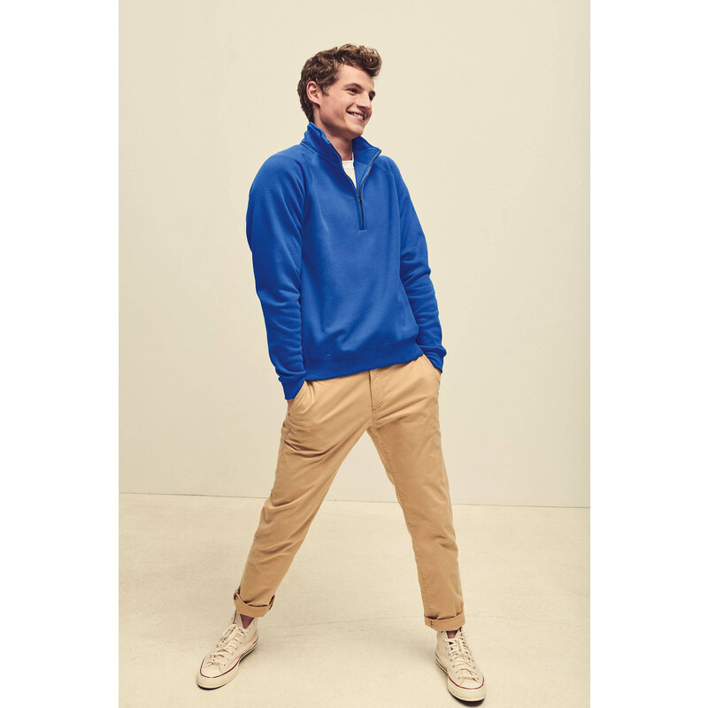 Blue Men's Sweatshirt Zip Neck Sweat Fruit of the Loom