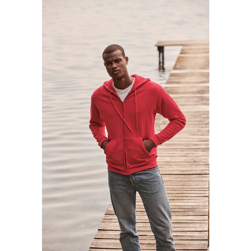 Red Zippered Hoodie Classic Fruit of the Loom