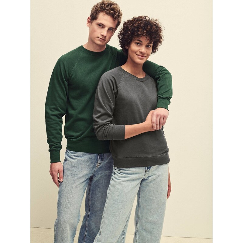 Green Mens Sweatshirt Lightweight Raglan Sweat Fruit of the Loom