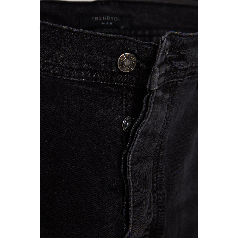 Trendyol Anthracite Slim Fit Rake Destroyed Jeans Jeans