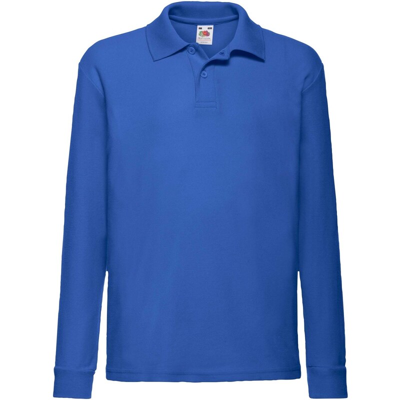 Blue Long Sleeve Polo Shirt Fruit of the Loom