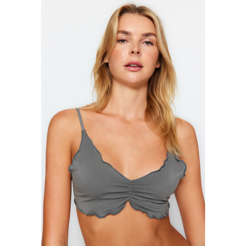 Trendyol Grey Seamless/Seamless Capless Bralette Knitted Bra