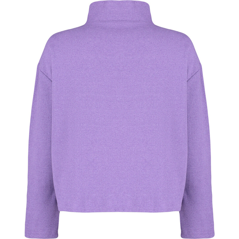 Trendyol Curve Purple Stand Collar Zippered Thessaloniki Thin Knitted Sweatshirt