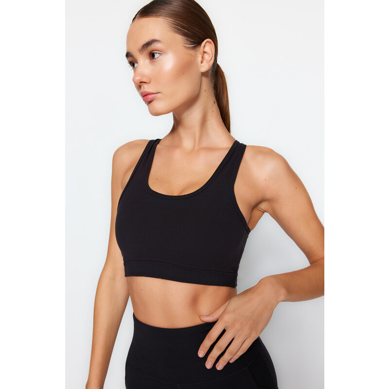 Trendyol Black Medium Support/Shaping Back Pocket Detail Knitted Sports Bra